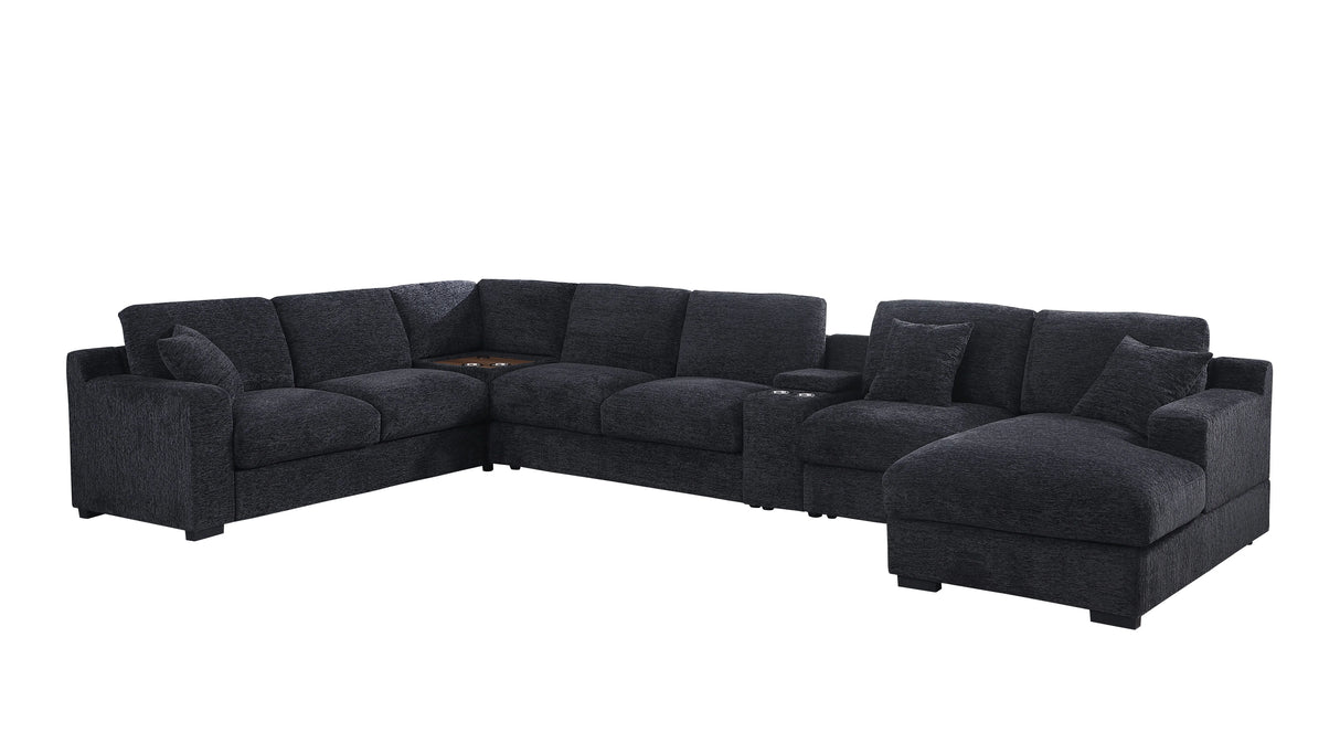Celine - Chenille Fabric Corner Sectional Sofa With Right-Facing Chaise, Cupholders, And Charging Ports - Furniture Home Direct