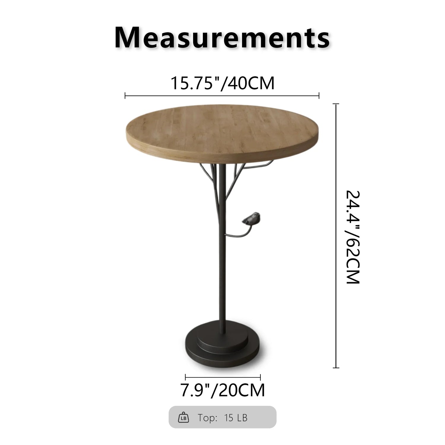 Round Side Table Metal Base With Wooden Top Natural - Furniture Home Direct