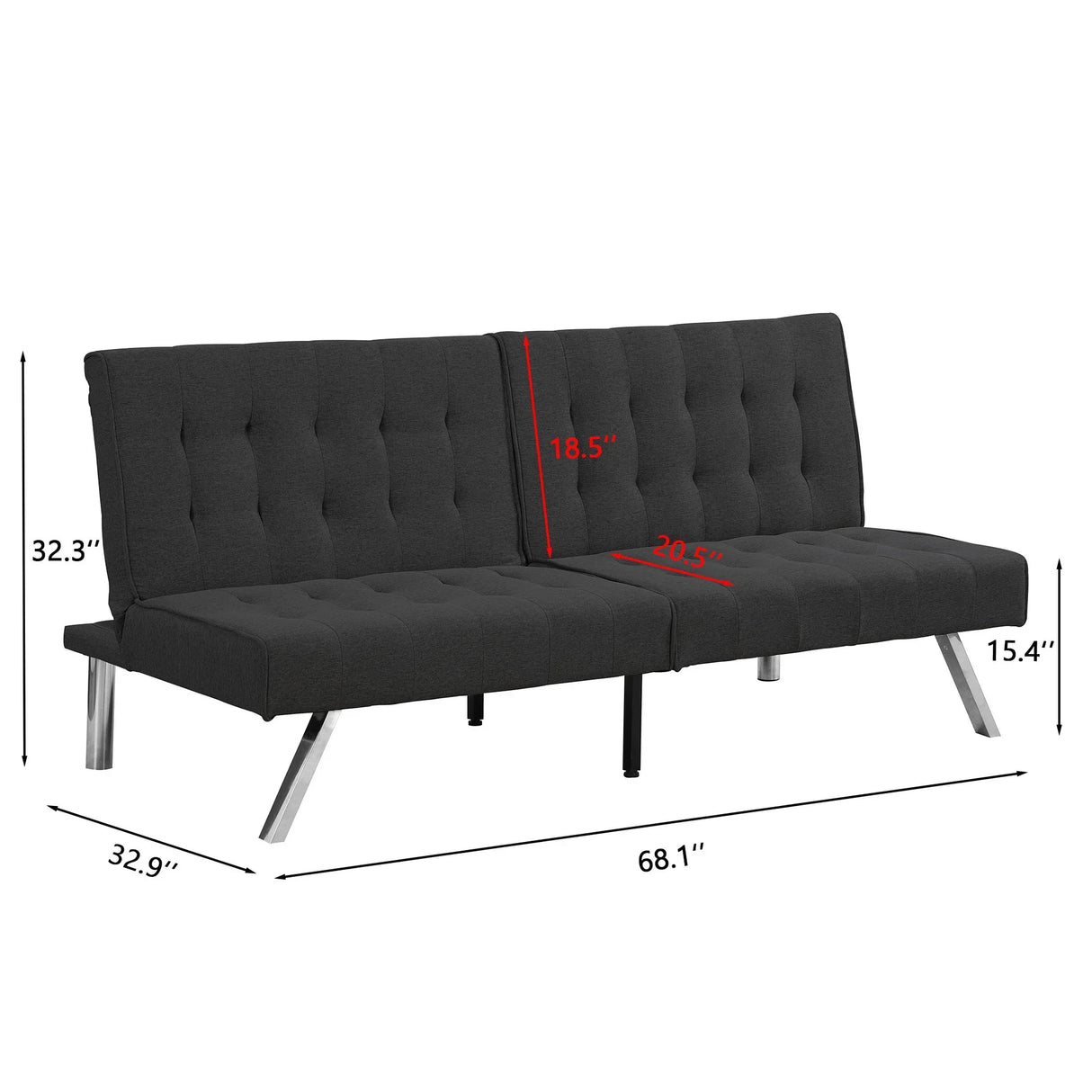 Modern Sofa Bed With Wood Frame And Stainless Legs - Furniture Home Direct