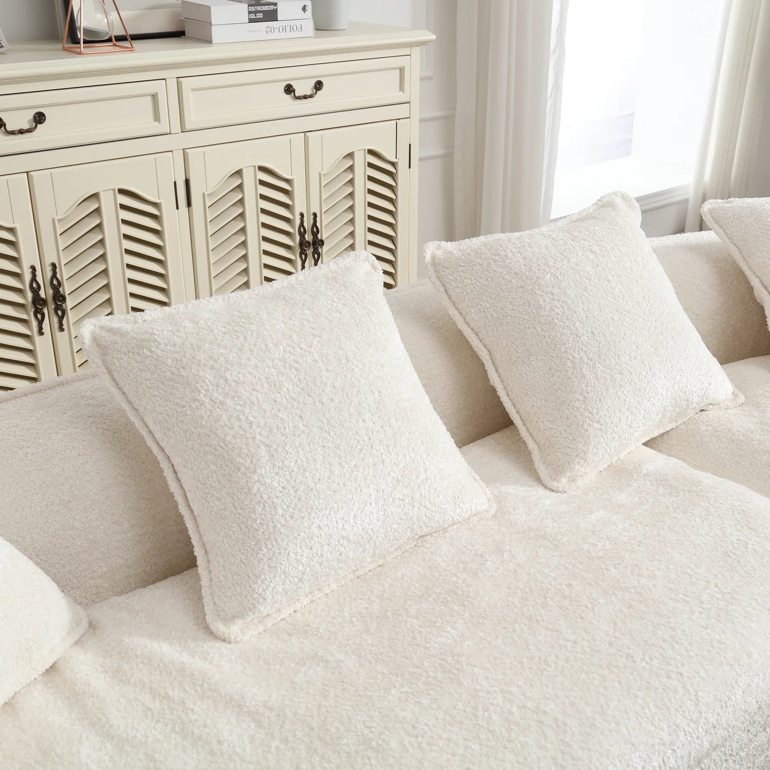 Sectional Sofa Chenille With Plush Soft Cushions Beige - Furniture Home Direct