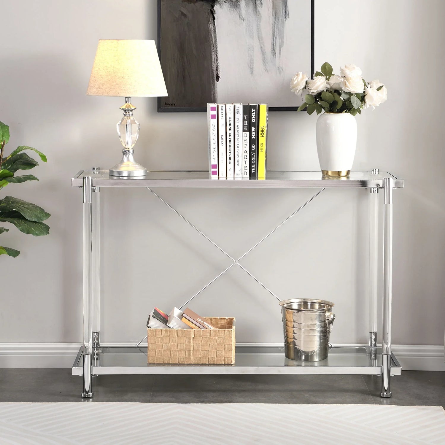 Chrome Acrylic Console Table - Chrome - Furniture Home Direct