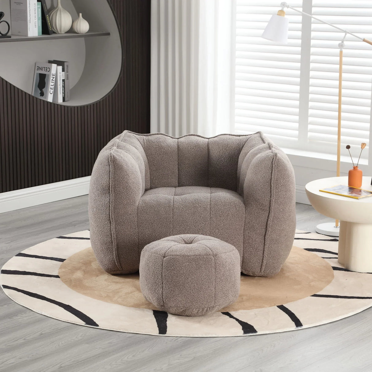Soft Chenille Bean Bag Chair With High Resilient Foam - Furniture Home Direct