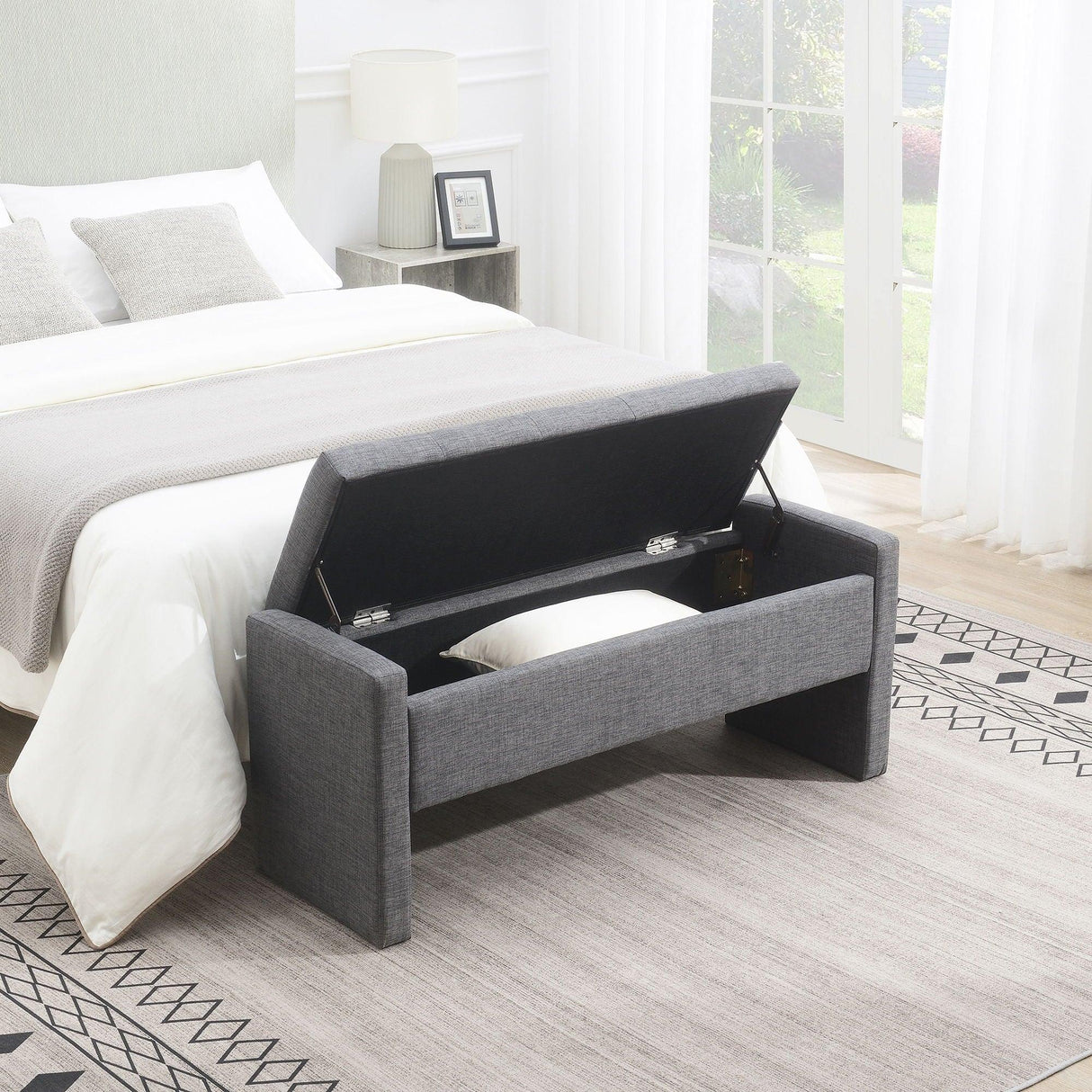 Modern Upholstered Large Bed End Bench With Storage - Furniture Home Direct