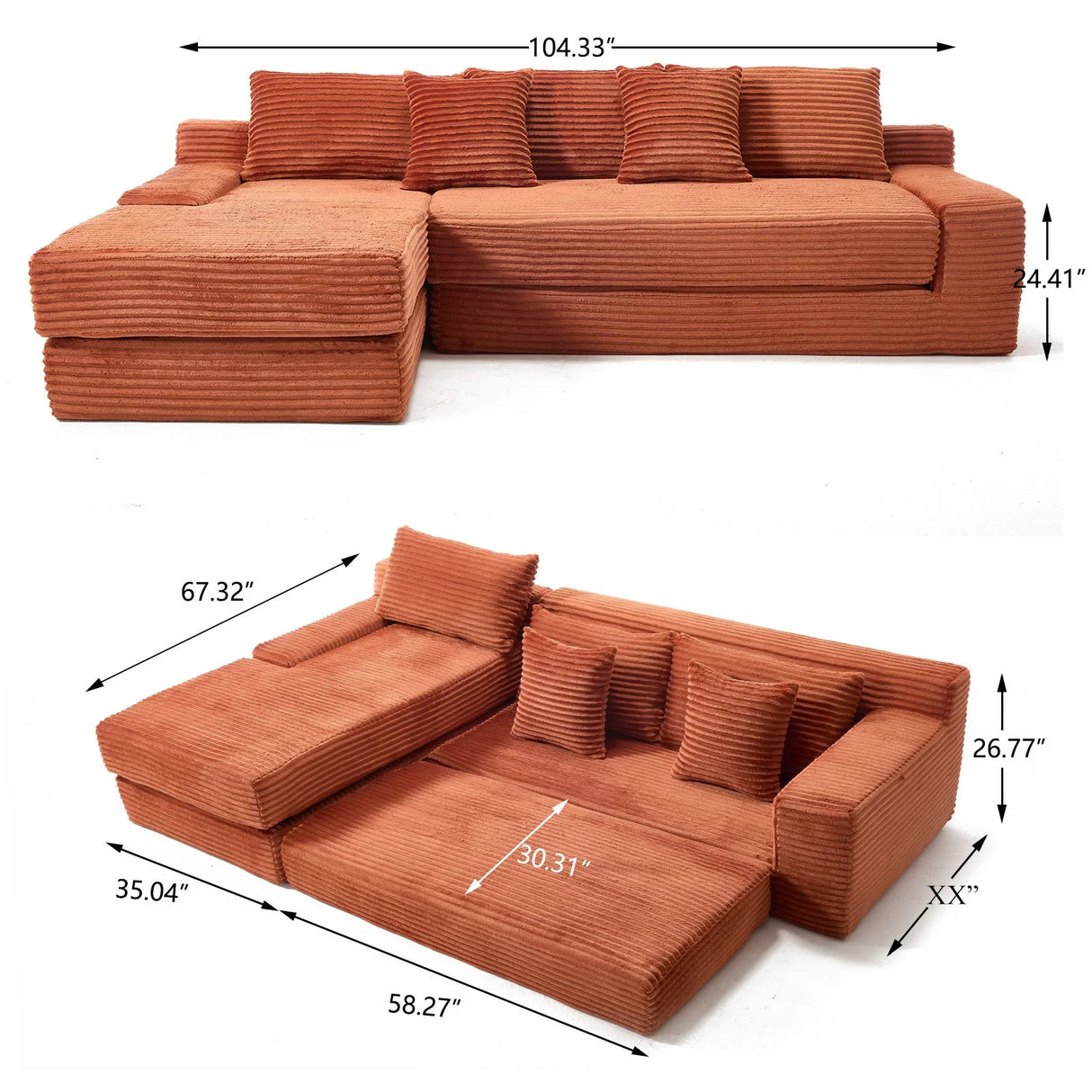 Modern L - Shaped Sectional Couch With Memory Foam - Furniture Home Direct