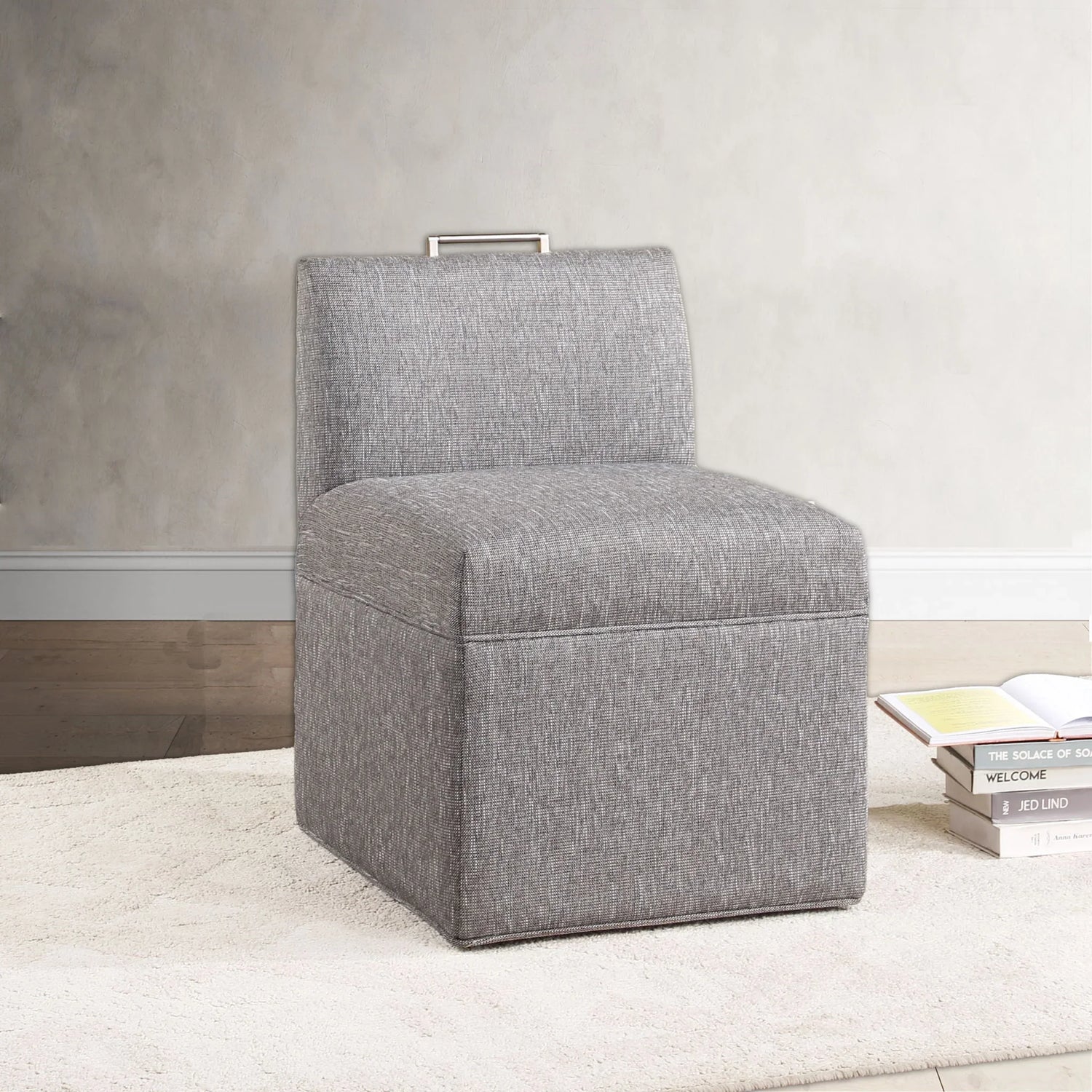 Della - Upholstered Castered Chair - Gray - Furniture Home Direct