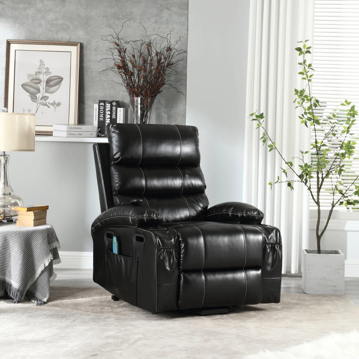 Cozy Electric Power Lift Recliner Chair Sofa For Elderly With Vibration Massage And Lumbar Heat - Furniture Home Direct