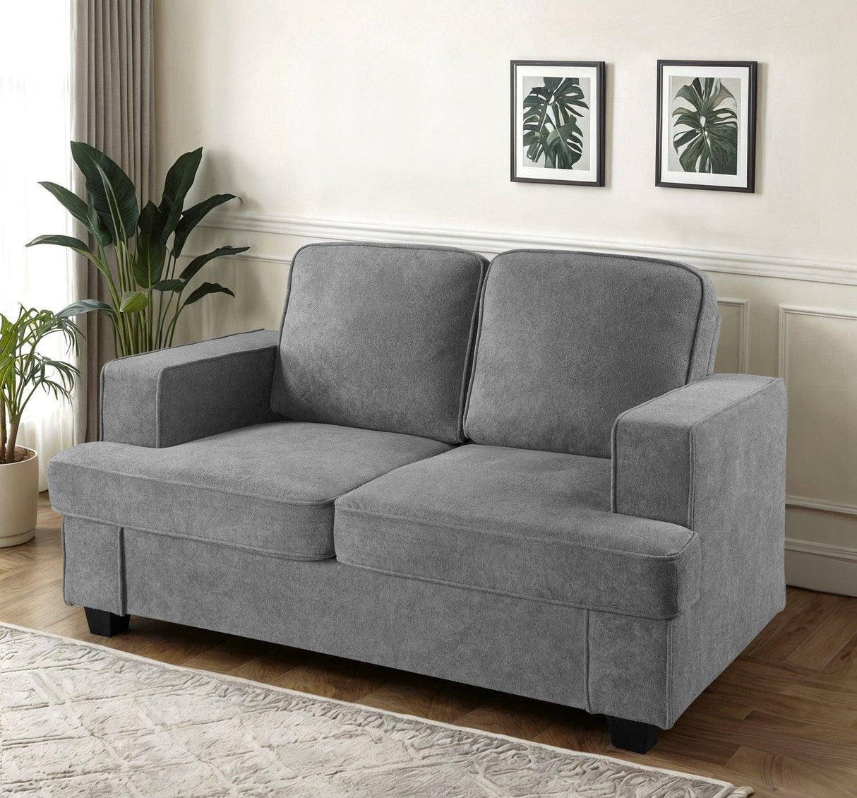 Modern Loveseat, Comfortable 2 Seater Couch With Deep Seating, Loose Back Cushions, Wide Arms - Furniture Home Direct