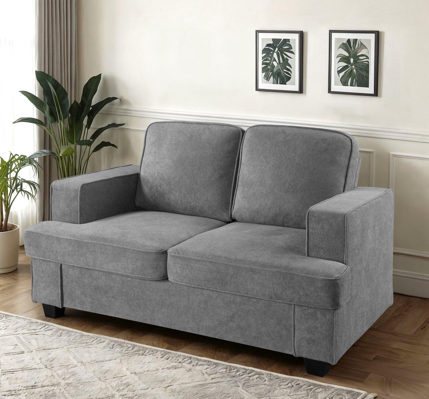 Modern Loveseat, Comfortable 2 Seater Couch With Deep Seating, Loose Back Cushions, Wide Arms - Furniture Home Direct