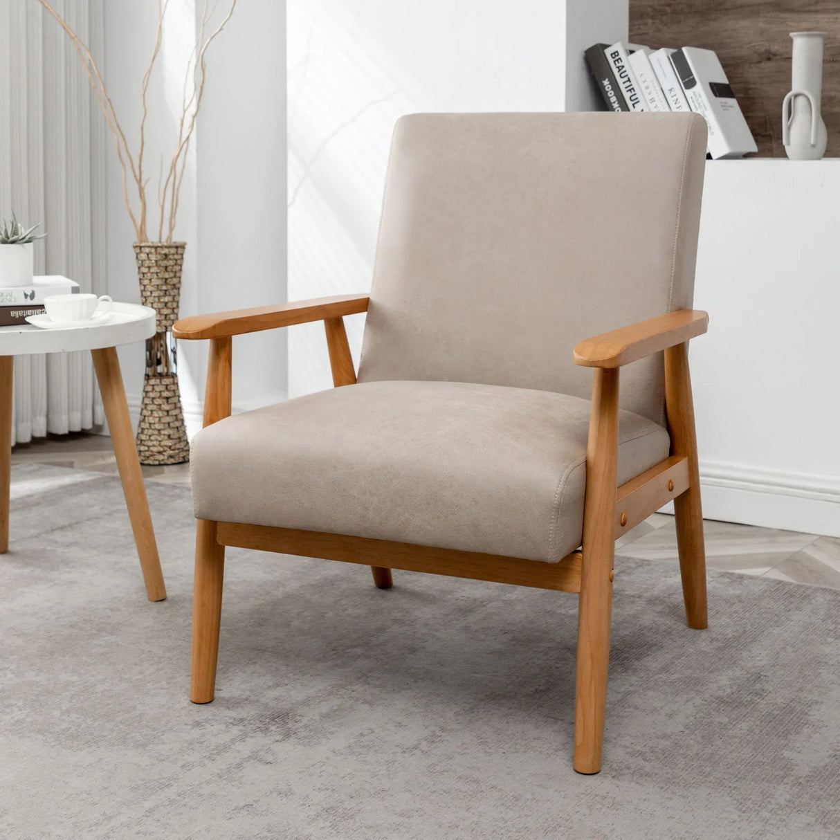 Wide Classic Mid-Century Modern Arm Chair - Furniture Home Direct