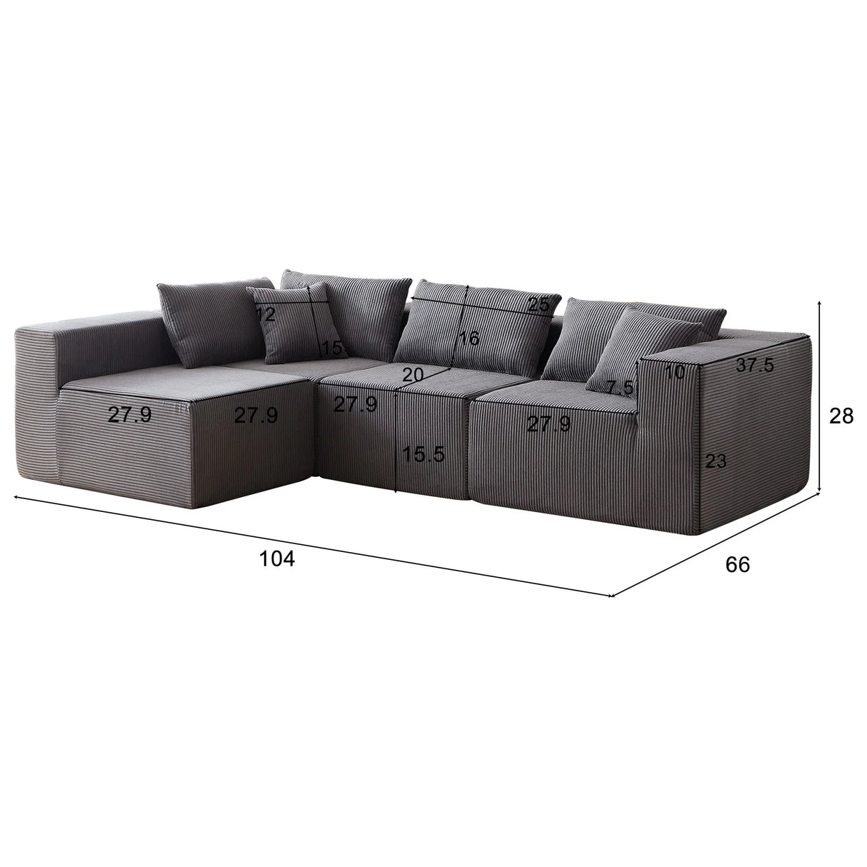 Modular L Shaped Sectional Compressed Sofa, Free Combination - Furniture Home Direct