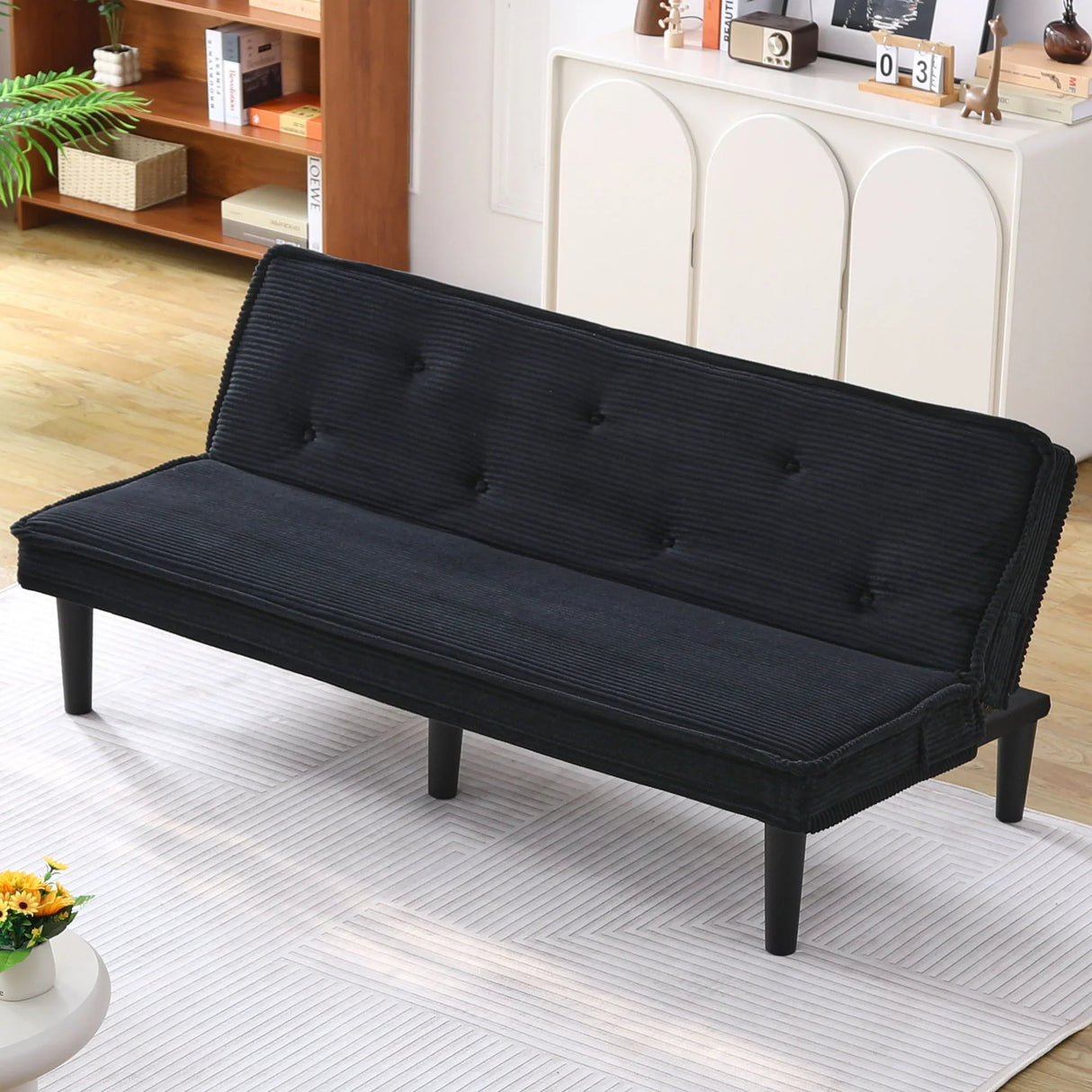 Versatile Corduroy Sofa Bed With Solid Wood Frame - Furniture Home Direct