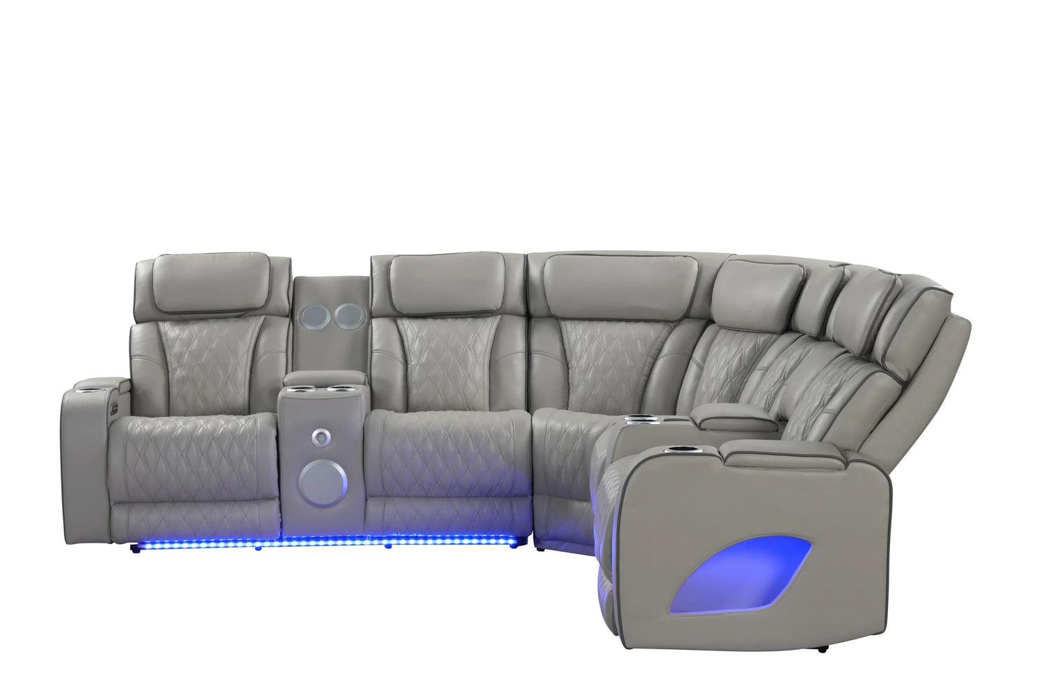 Fortuner Modern Power Reclining Sectional with Bluetooth and LED - Gray - Furniture Home Direct