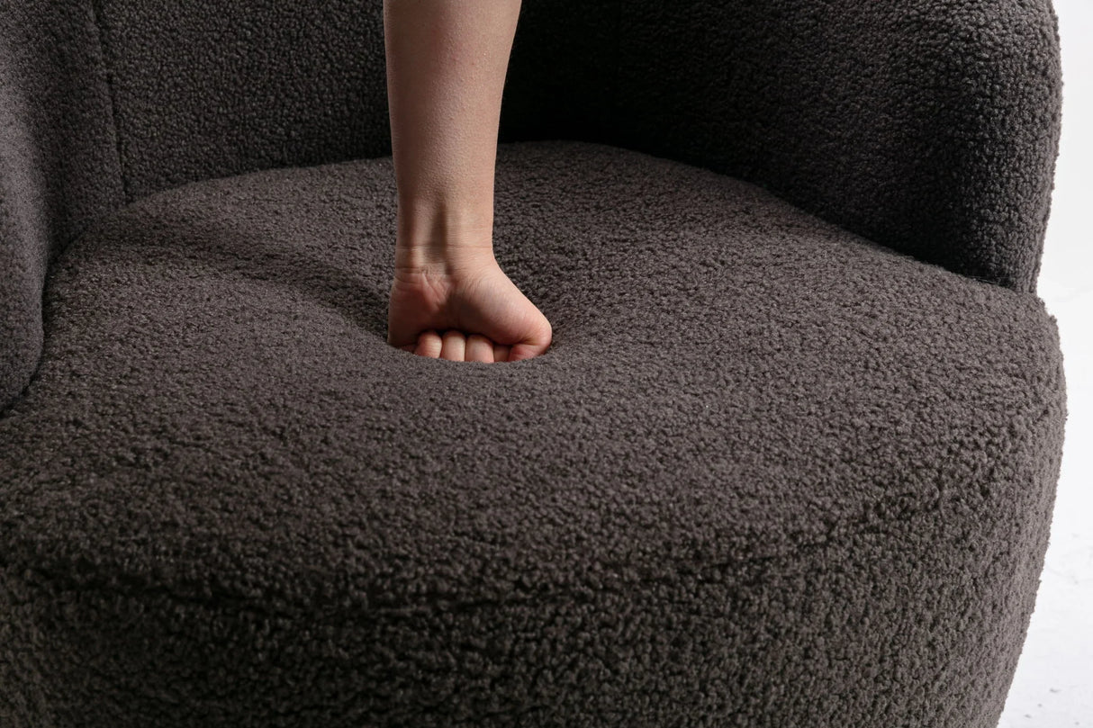 Teddy Fabric Swivel Accent Armchair Barrel Chair With Powder Coating Metal Ring - Furniture Home Direct