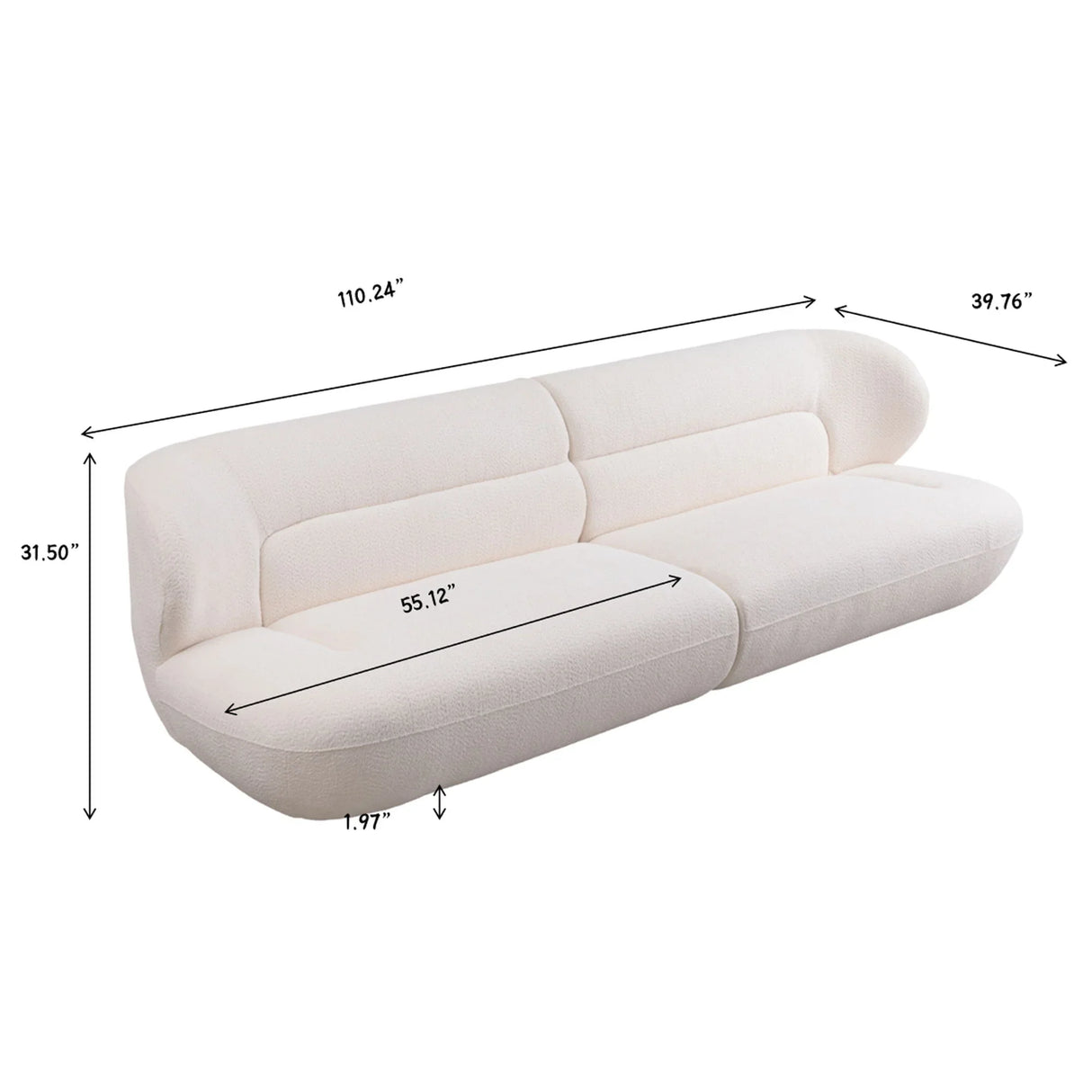 Modern Fashion Yp40116W Circular Curve Design Sofa, 4 Seater For Office & Bedroom - White - Furniture Home Direct