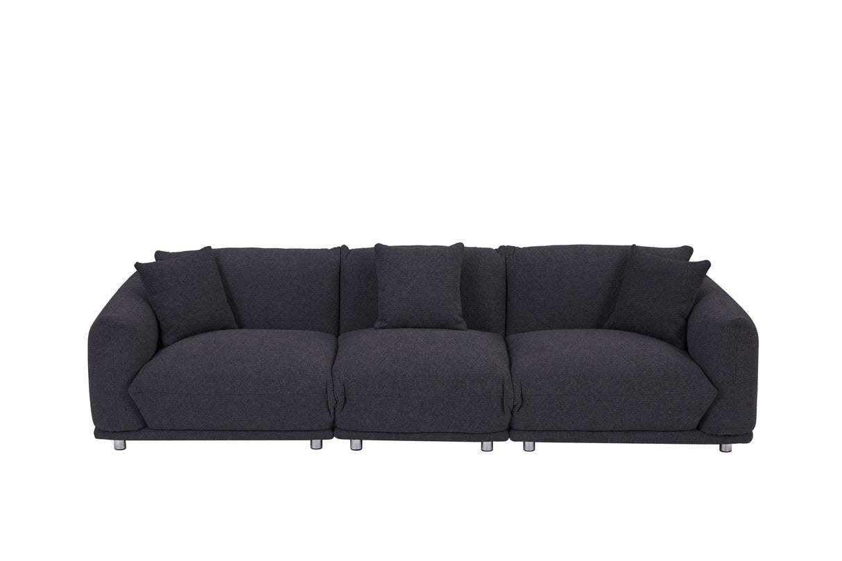 Sherpa Sofa With Metal Legs and 3 Pillows - Furniture Home Direct