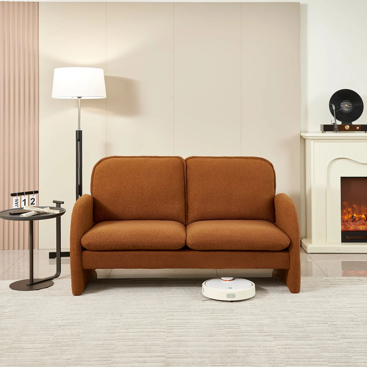 Loveseat Sofa Small Couch For Living Room, Sherpa Fabric Upholstered Loveseat Sofa Couch, Small Loveseat Sofa For Apartment, Bedroom - Furniture Home Direct