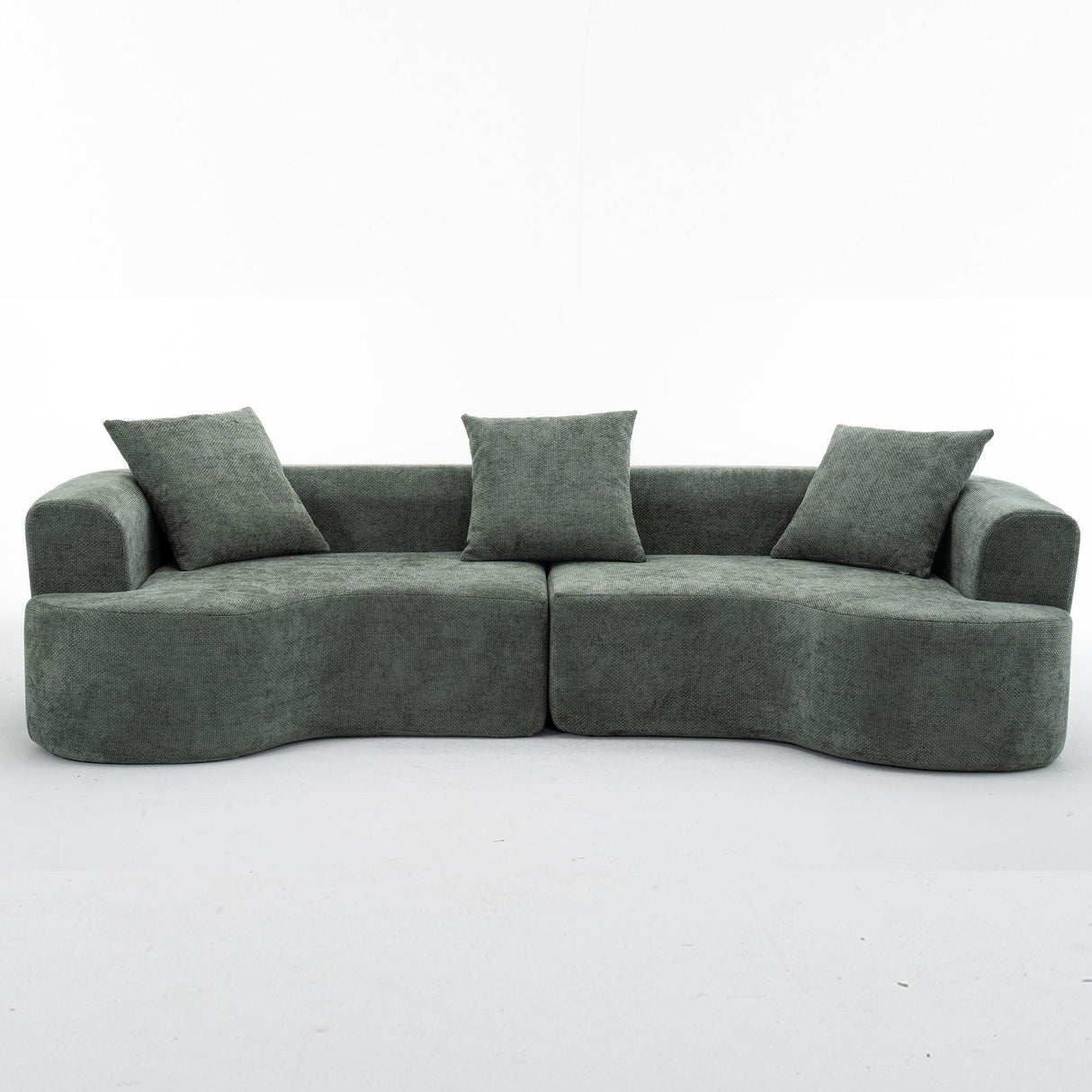 Modern Style Ultra Smooth Curved Sofa With 3 Pillows - Furniture Home Direct