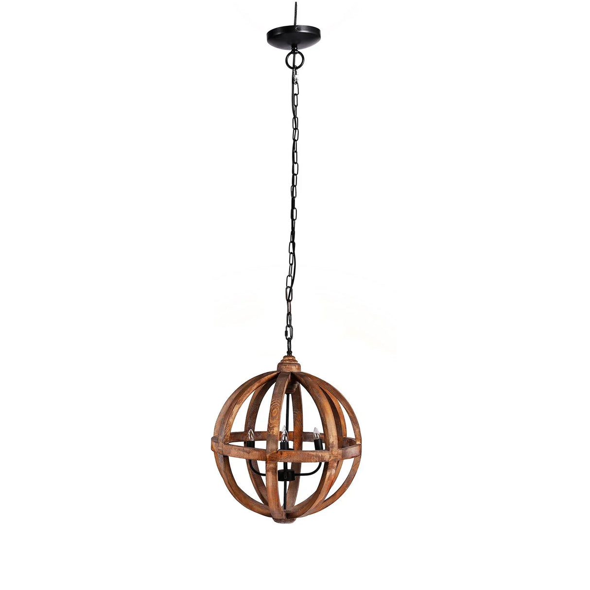 4 Light Wood Chandelier, Hanging Light Fixture With Adjustable Chain For Kitchen, Bulb Not Included - Brown - Furniture Home Direct