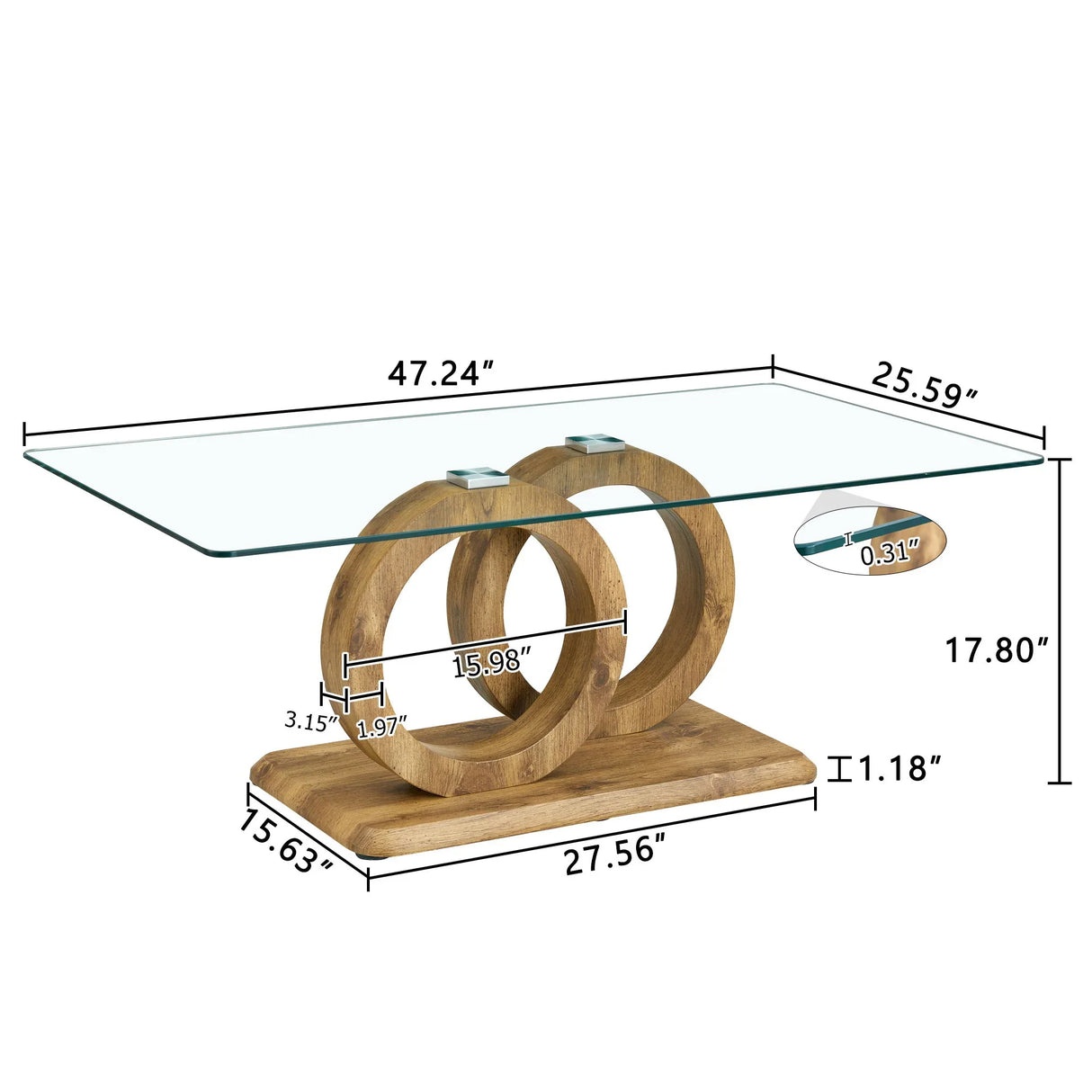 Contemporary Style Glass Top Coffee Table - Furniture Home Direct