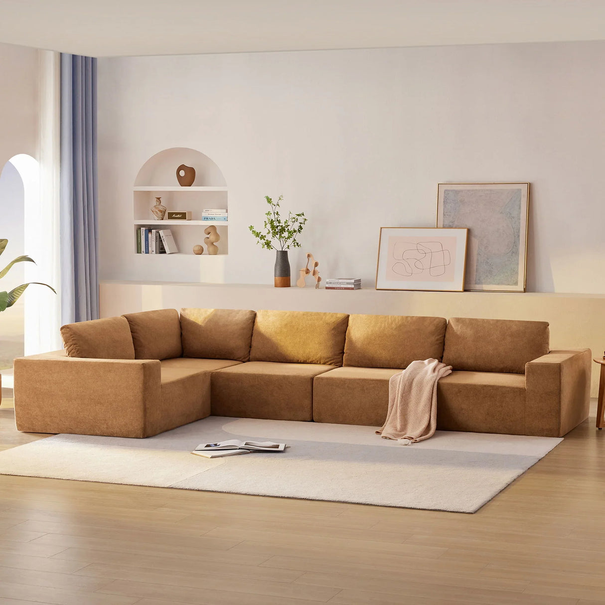 Modular Sectional With Wide Seat Free Combination L Shaped Couch Set Cloud Upholstered Minimalist Boneless Sofa - Furniture Home Direct