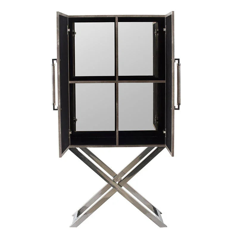 Cabinet - Silver - Faux Leather - Furniture Home Direct