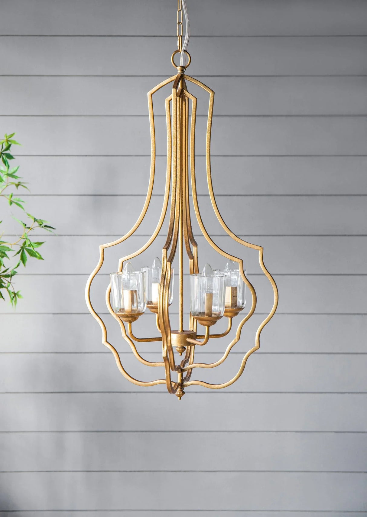 4 Light Metal Chandelier, Hanging Light Fixture With Adjustable Chain For Kitchen, Bulb Not Included - Gold - Furniture Home Direct