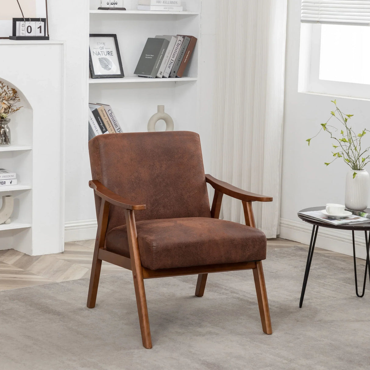 Accent Chair, Classic Mid Century Modern For Extra Seating - Furniture Home Direct