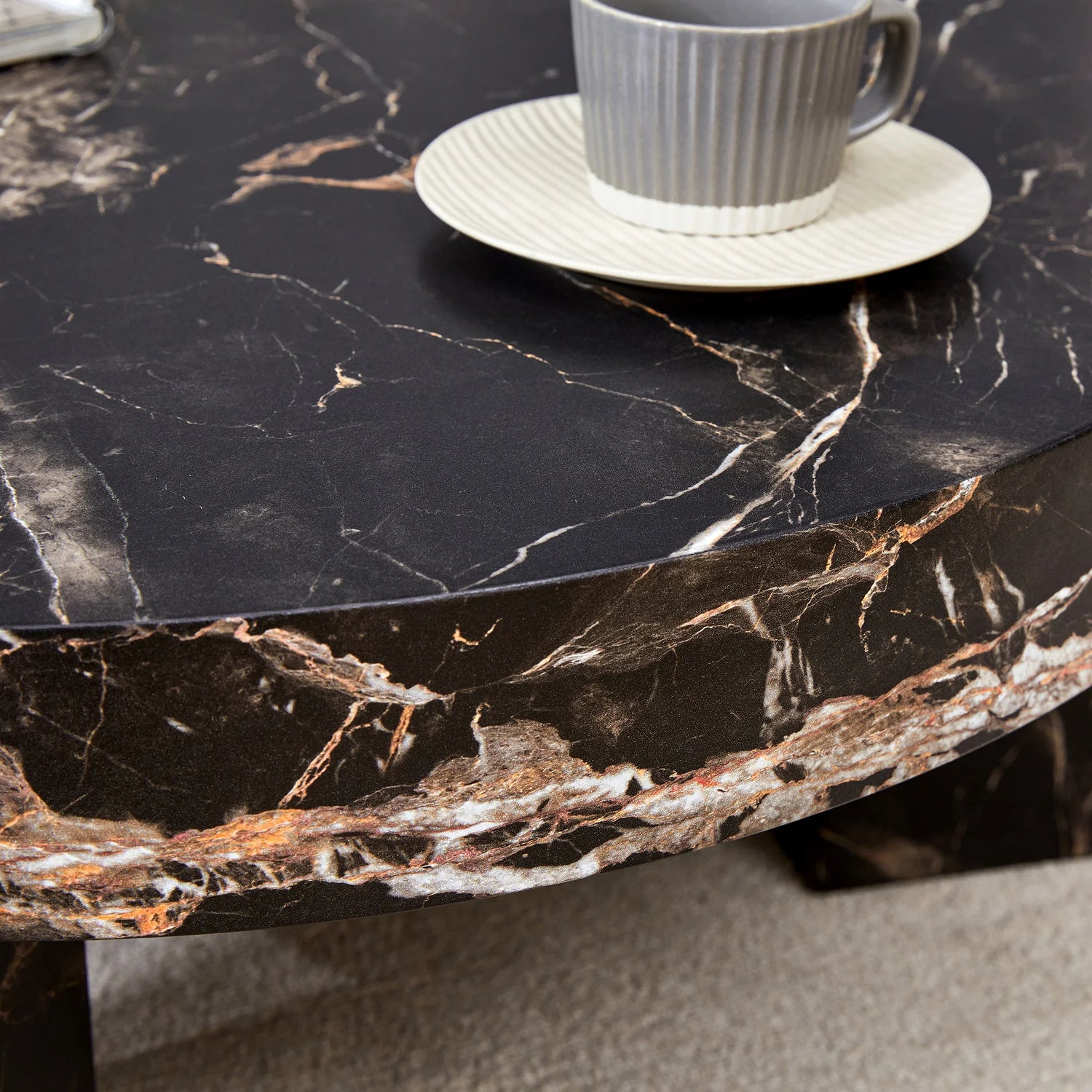 Detachable Double-Decker Black Patterned Coffee Table - Furniture Home Direct