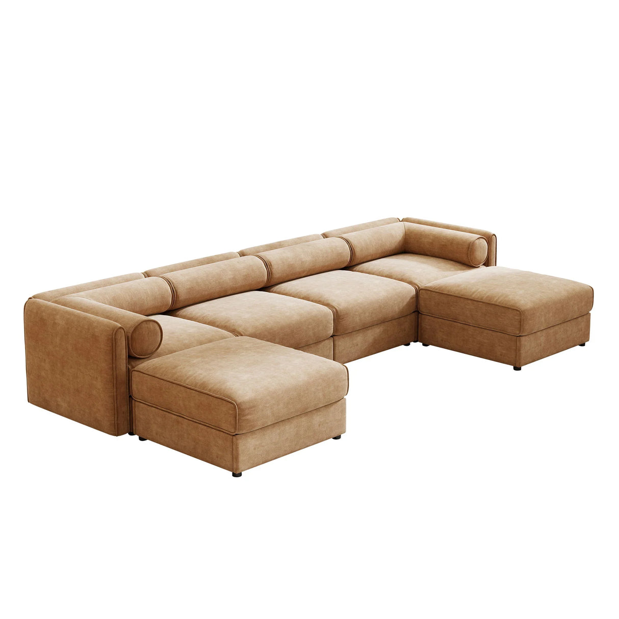 Contemporary Elegant White Chenille Sofa With Storage And Ottoman - Furniture Home Direct