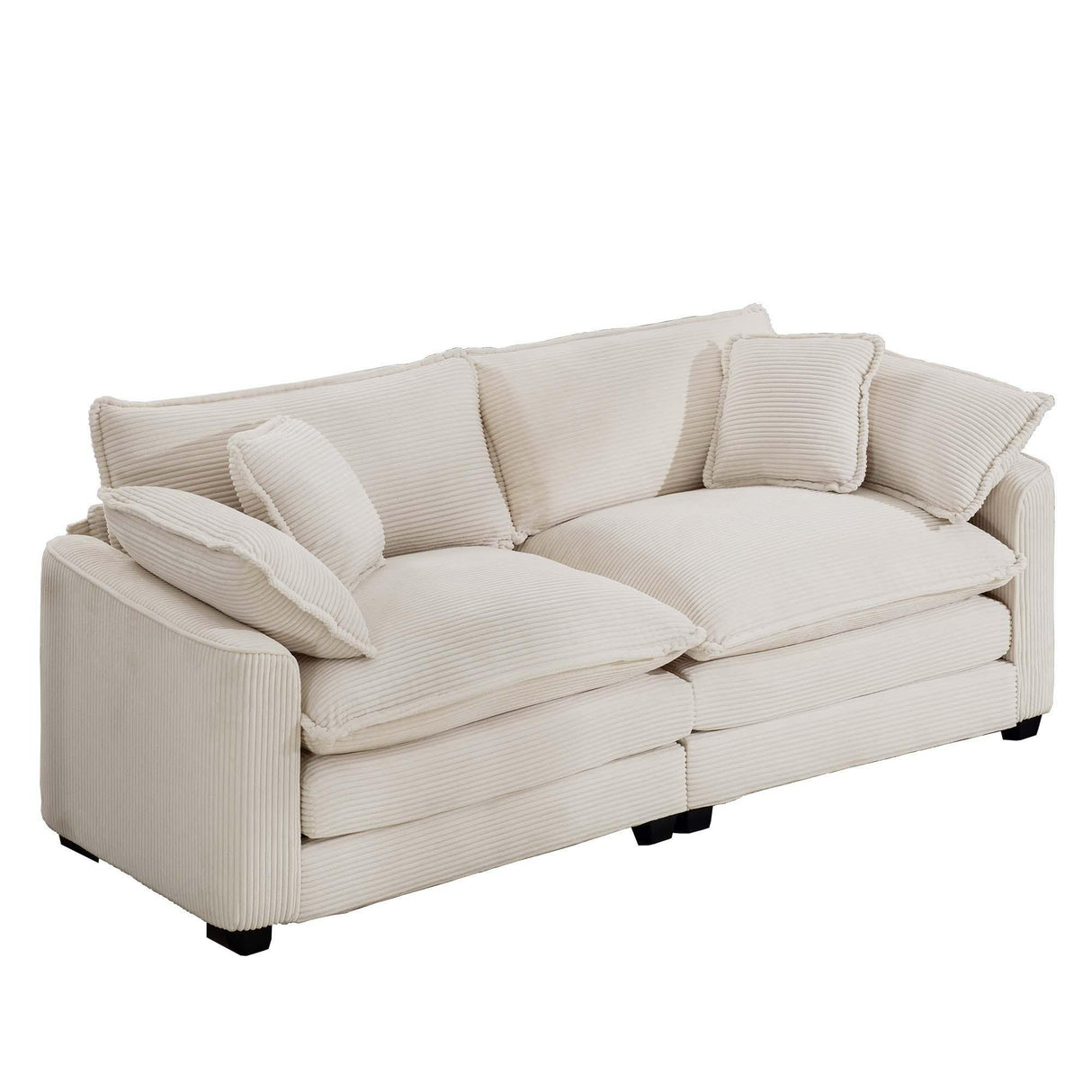Modern 2 Seater With 4 Pillows, Upholstered Deep Seating Loveseat - Furniture Home Direct