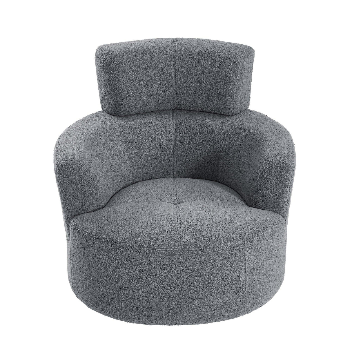 360° Swivel Chair Upholstered Accent Barrel Chair With Adjustable Headrest - Furniture Home Direct