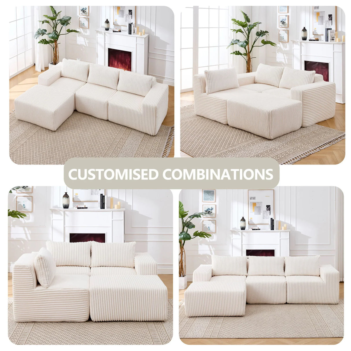 L - Shape Modern Minimalist Modular Sectional Sofa, Upholstered Cloud Couch With Deep Seats - Furniture Home Direct