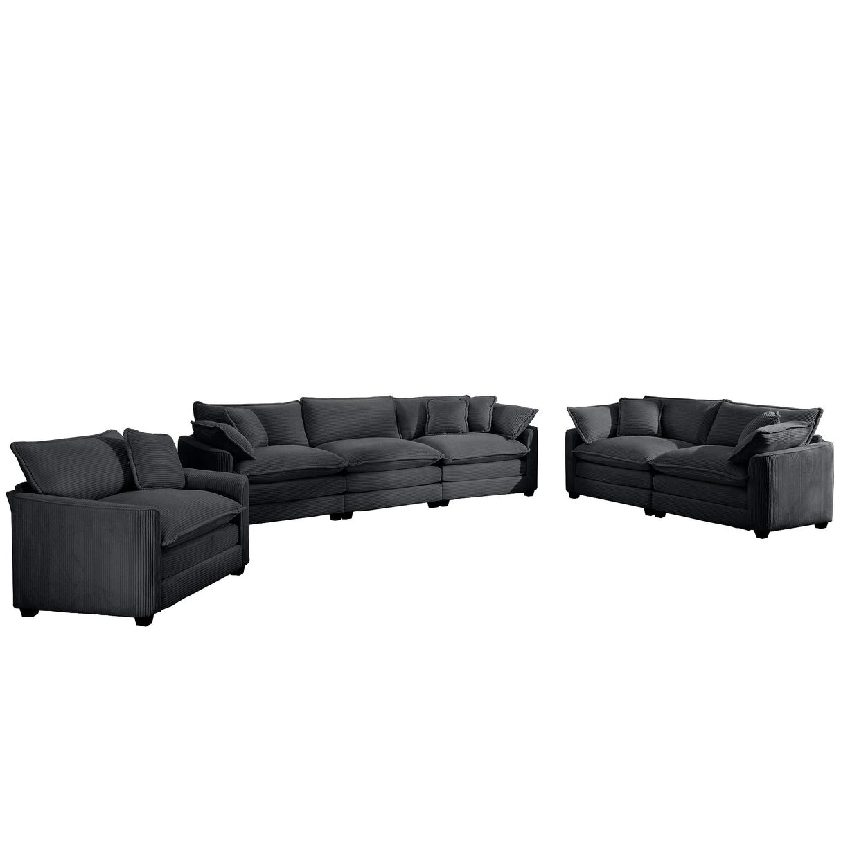 Elegant Corduroy Oversized Sectional Sofa Set With Deep Seats And Flexible Layout - Furniture Home Direct