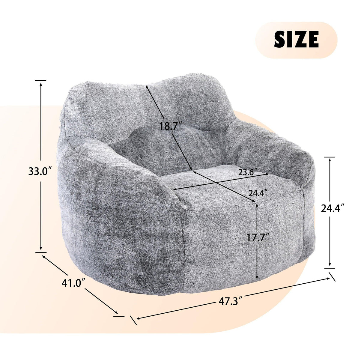 Beanbag Sofa Chair With Armrests Stuffed High Density Foam - Furniture Home Direct