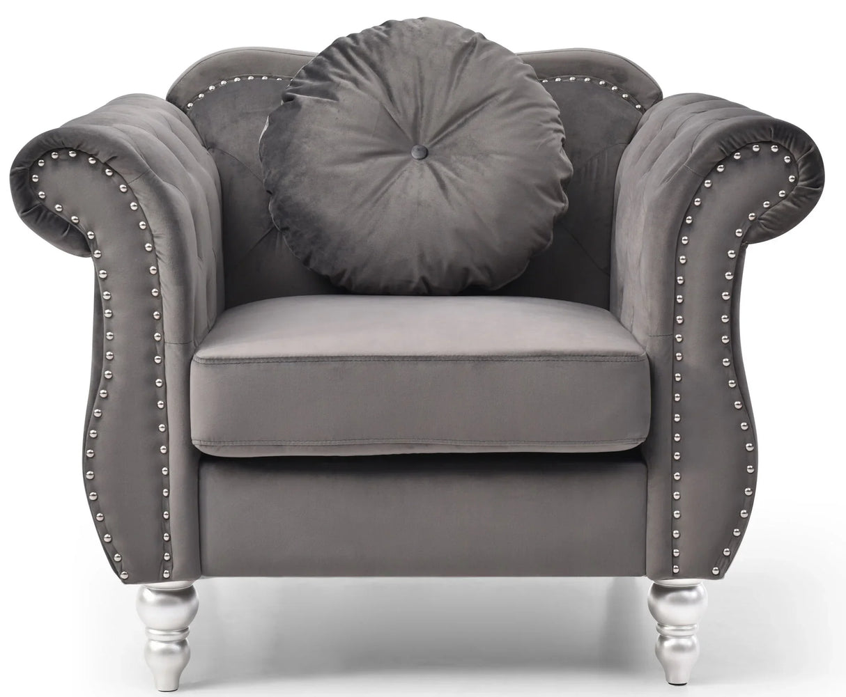 Chic Transitional Flared Arm Chair - Furniture Home Direct