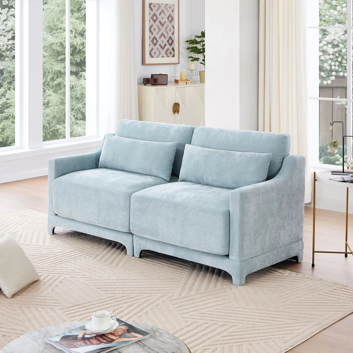 Elegant Sofa With Ergonomic Design And Lumbar Pillows - Furniture Home Direct