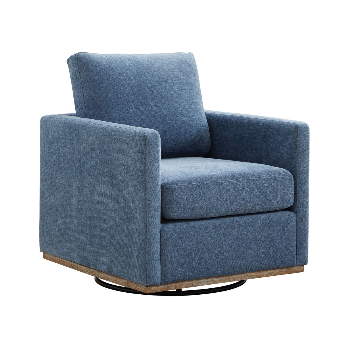Modern Square Upholstered Swivel Accent Chair With Metal Base - Furniture Home Direct