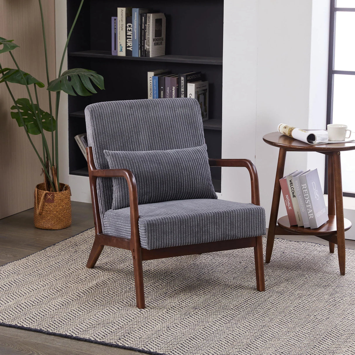 Accent Chair With Pillow And Wood Frame - Furniture Home Direct