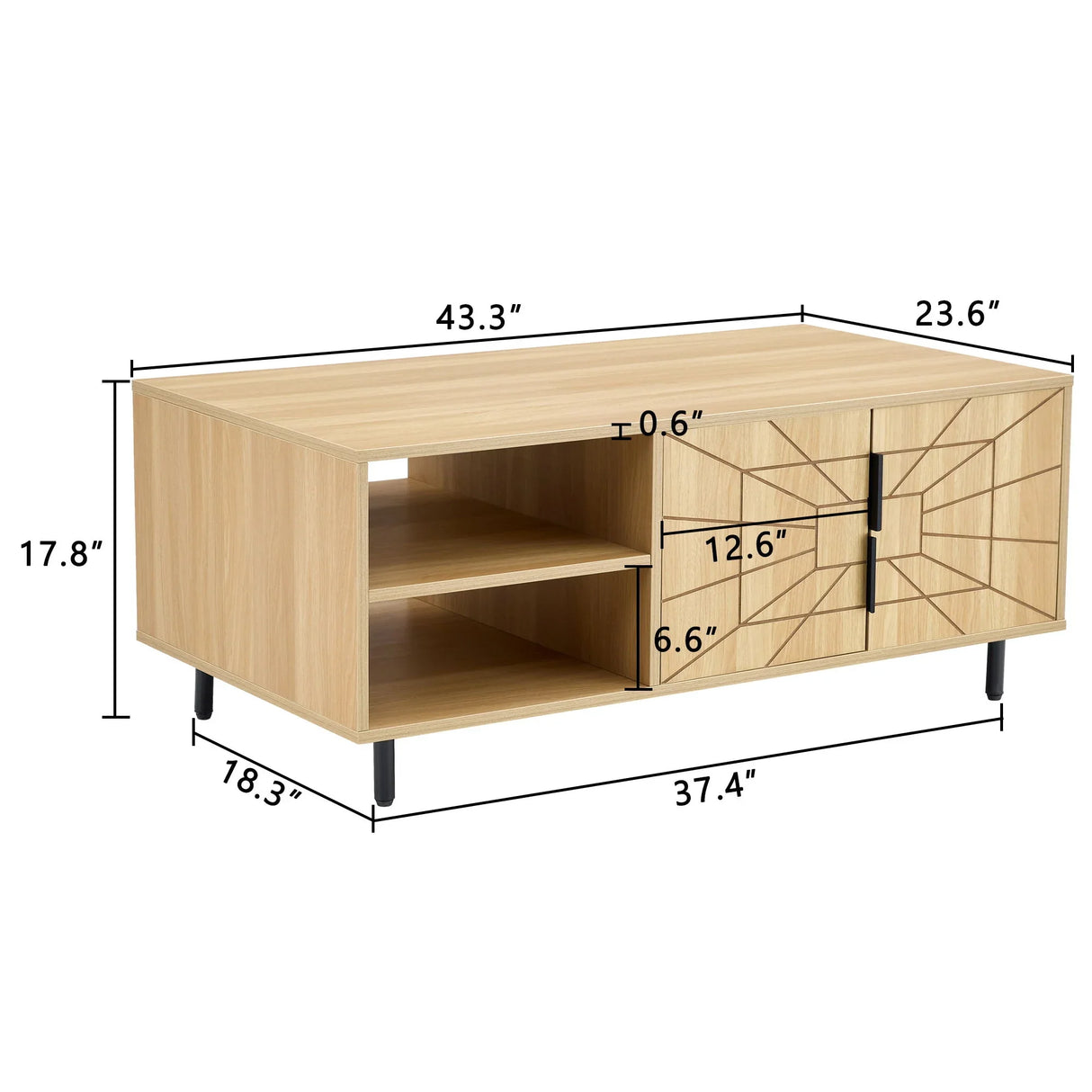 Spider- Web Textured Modern Coffee Table Geometric Art And Practical Design - Natural Wood - Furniture Home Direct