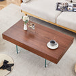 Coffee Table Faux Wood Top Glass Legs Modern Walnut - Furniture Home Direct