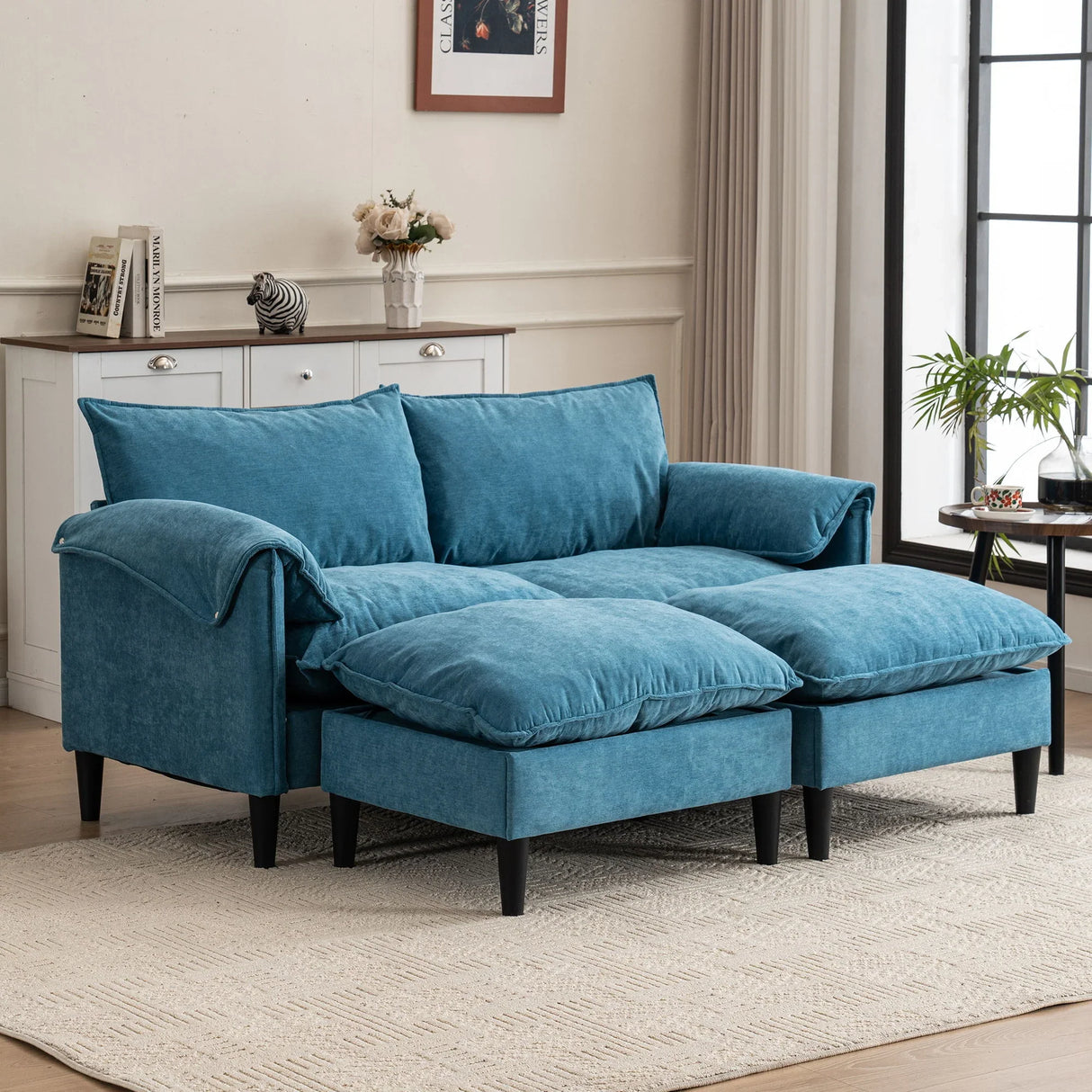 Convertible Combination Sofa With Footstools With Storage - Furniture Home Direct