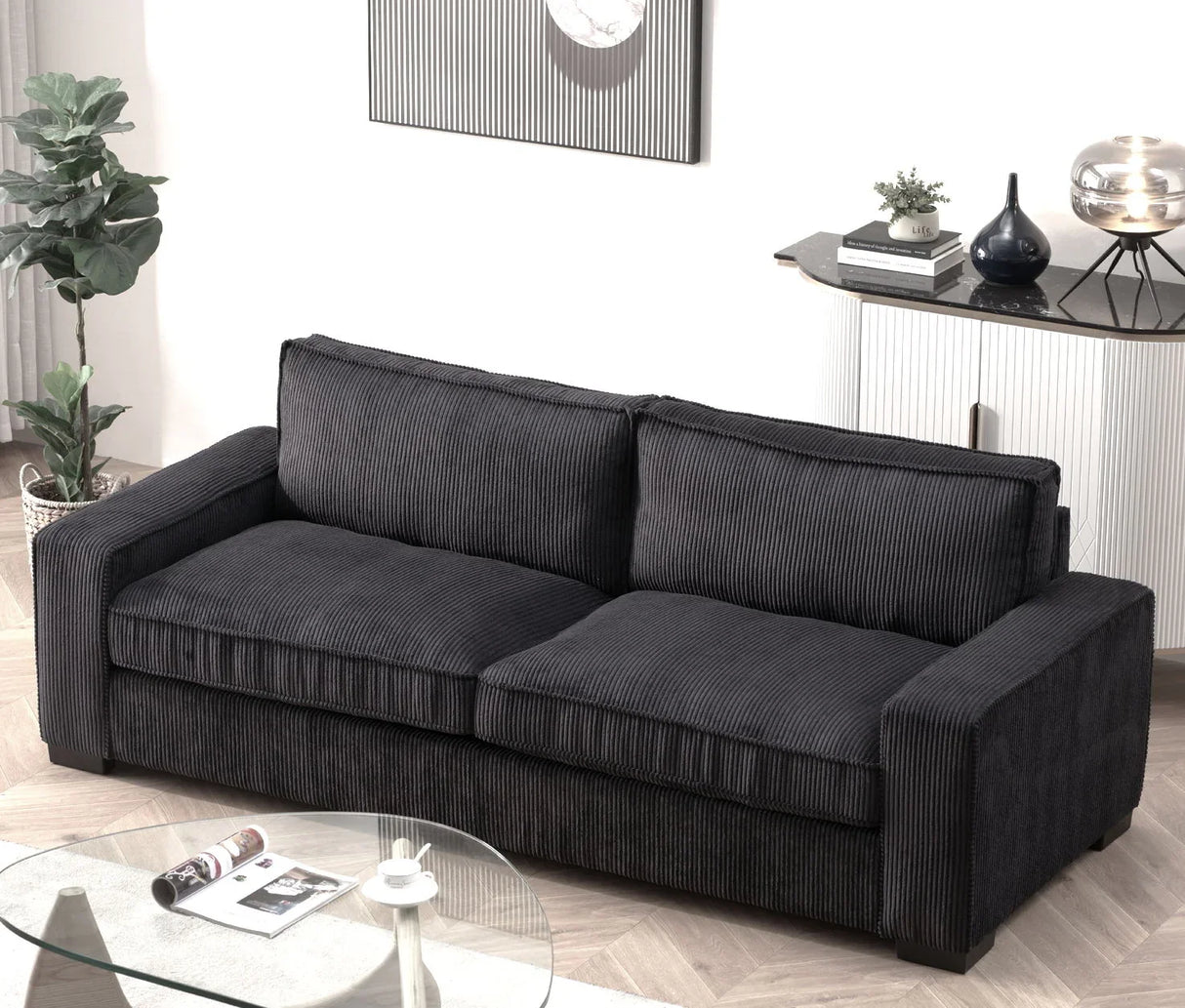 Luxe - Corduroy Sofa With Sleek Design, Spacious And Comfortable 3 Seater Couch - Furniture Home Direct