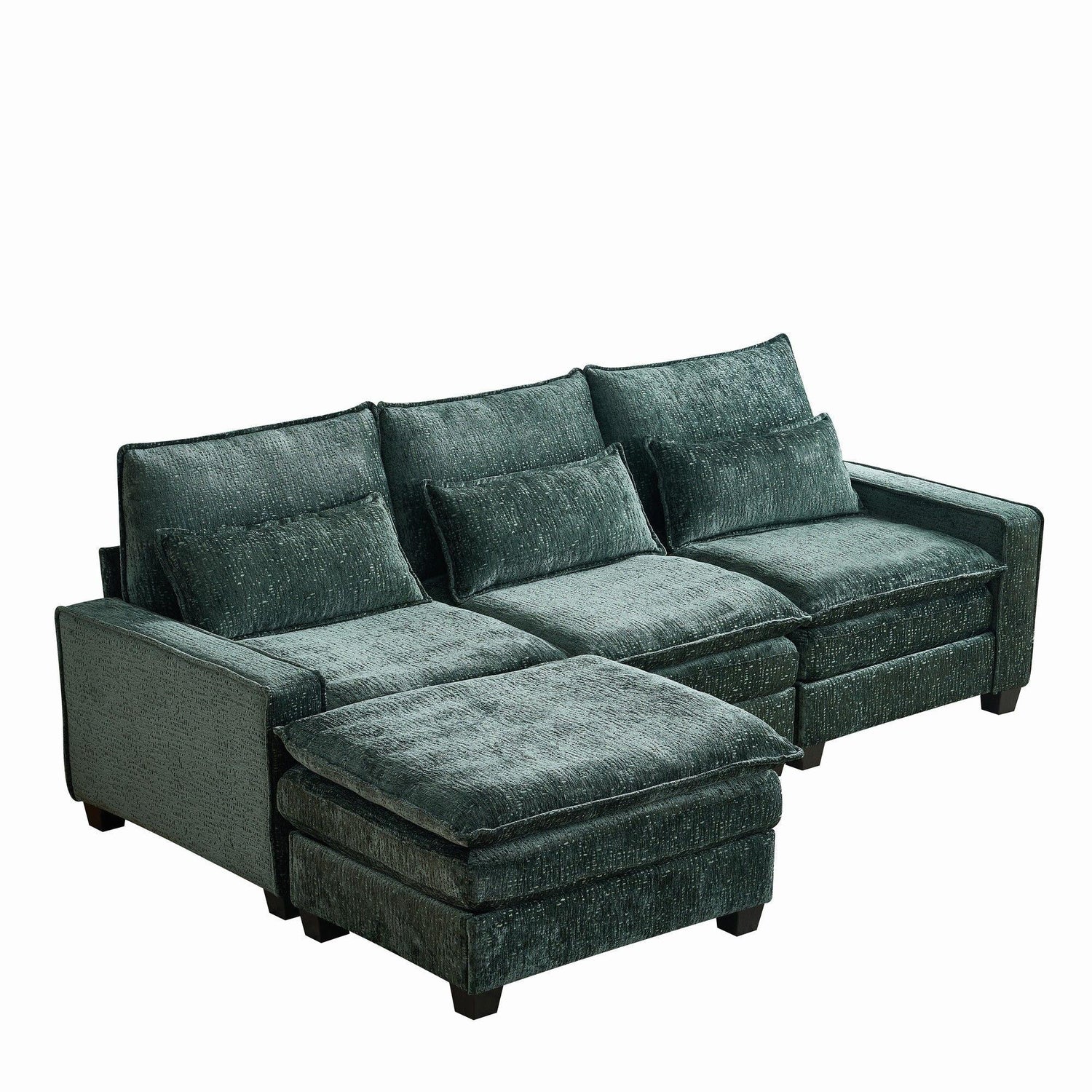 Modern Comfy Chenille L Shaped Sectional Sofa With Movable Ottoman - Furniture Home Direct