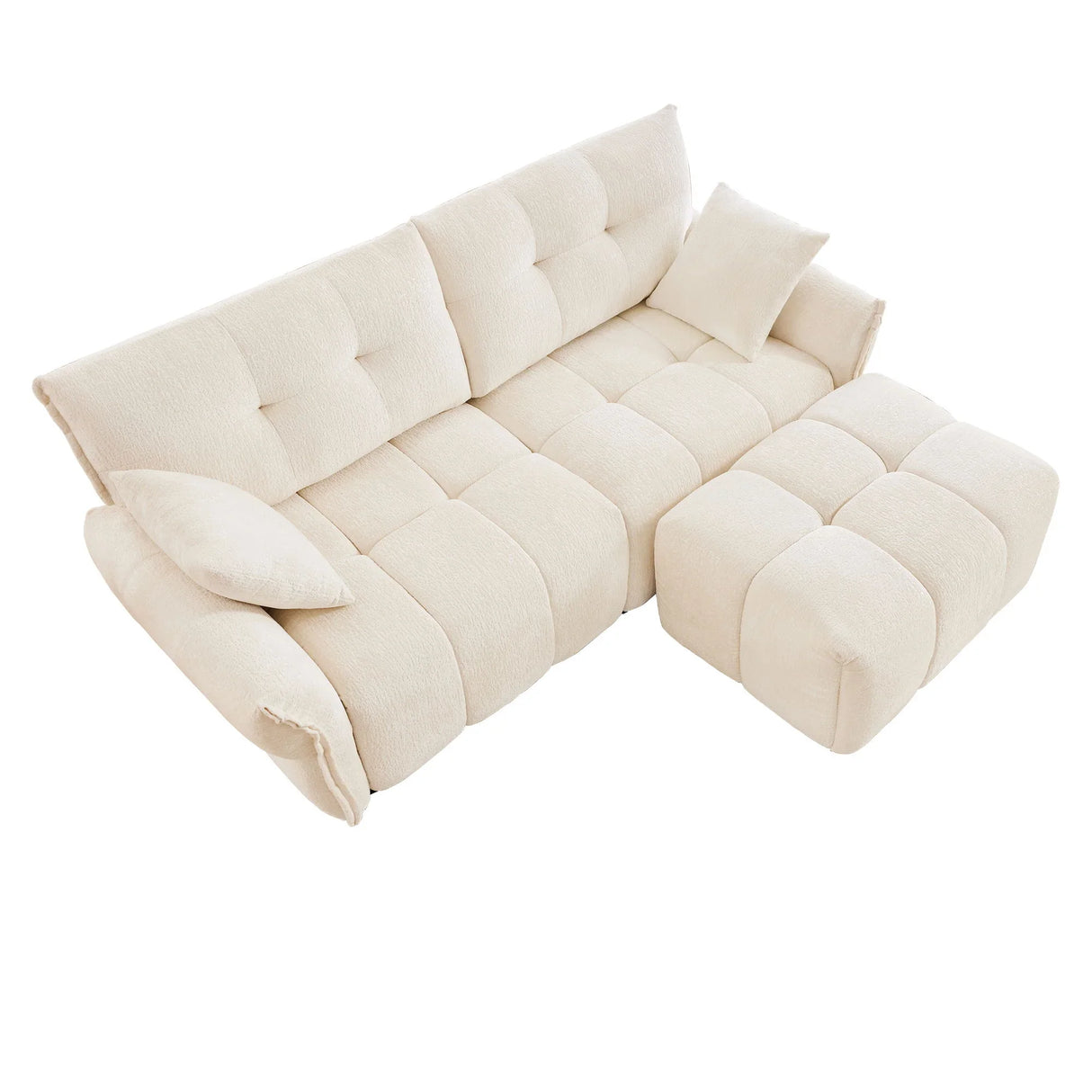 Sofa Set With Ottoman And Pillows, Textured, High Resilience Cushions - Furniture Home Direct