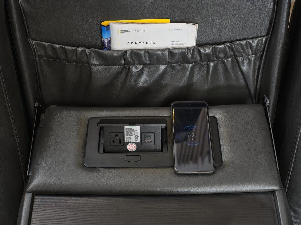 Sectional Sofa Power Reclining Leather With LED Grey - Furniture Home Direct