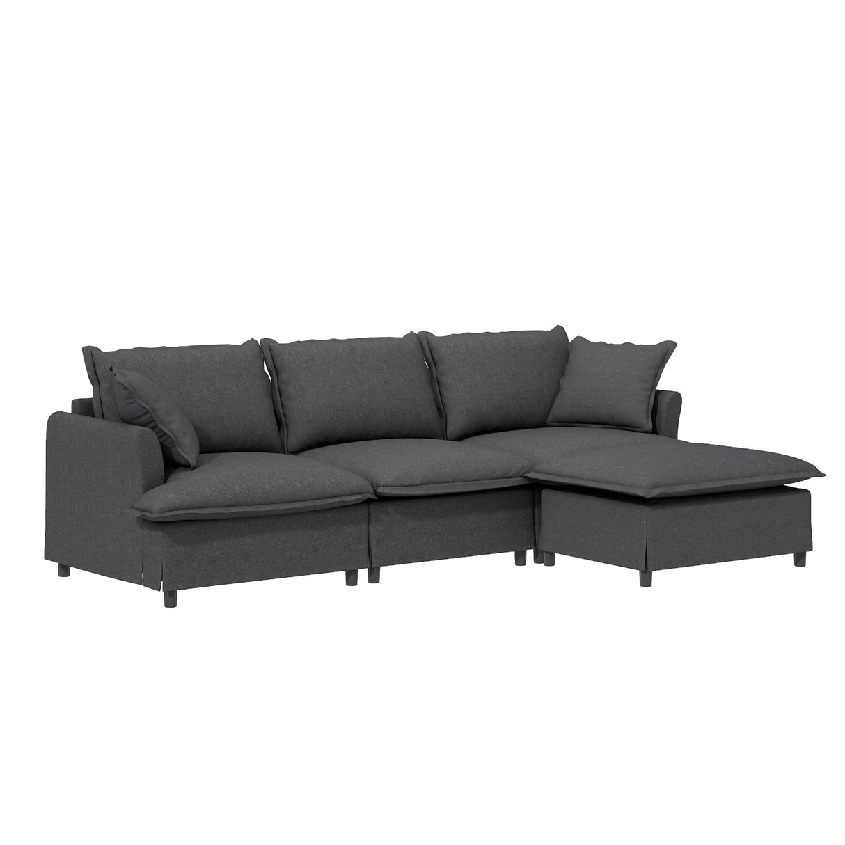 Sectional Sofa With Ottoman Cloud Couch Set With Throw Pillows, Free Combination - Furniture Home Direct