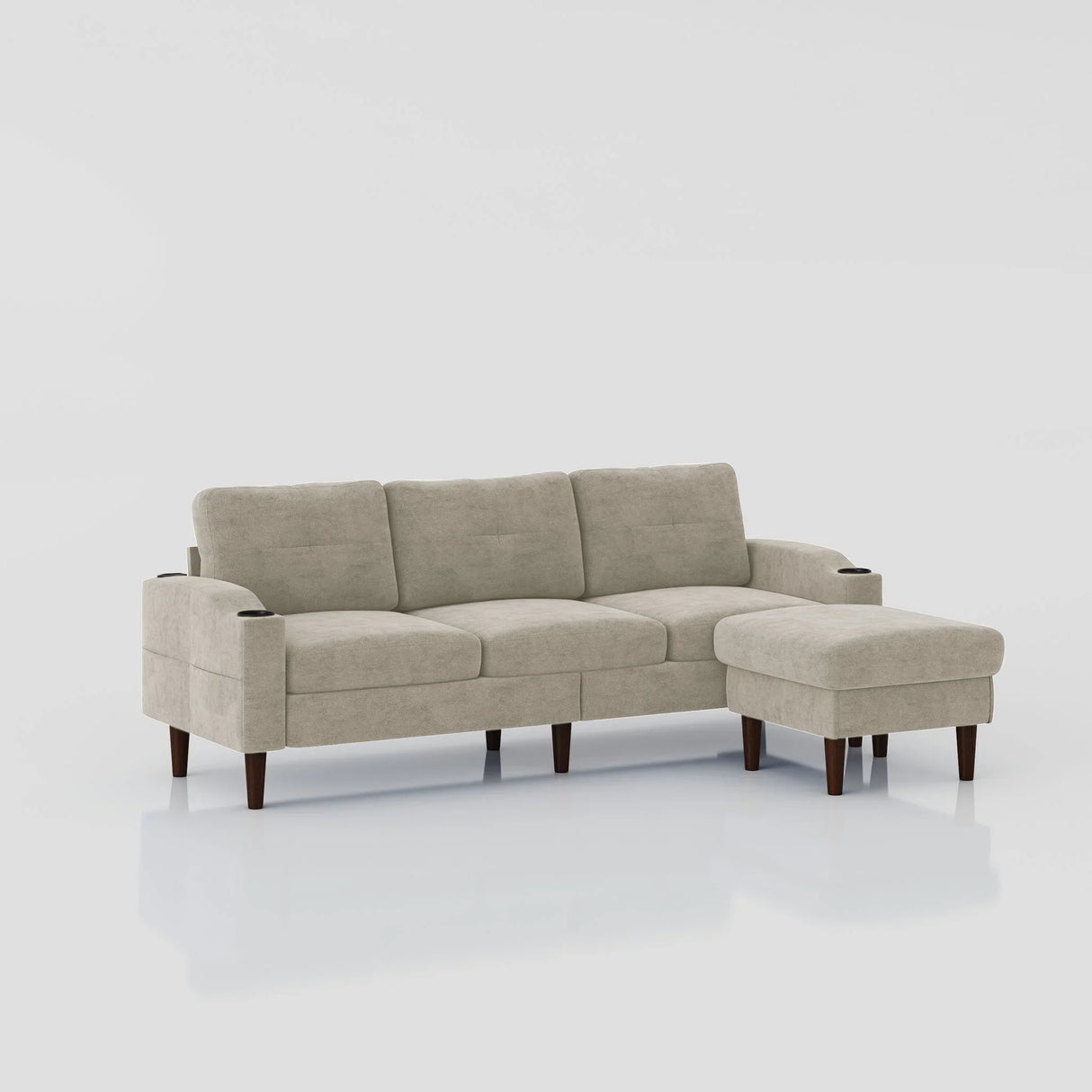 3 Seater Convertible Combination L Shaped Sofa With Footstools With Storage - Furniture Home Direct