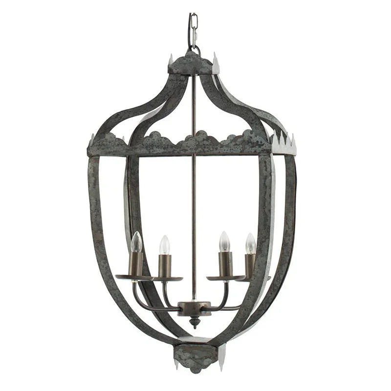 4 Light Metal Chandelier, Hanging Light Fixture With Adjustable Chain For Kitchen, Bulb Not Included - Gray - Furniture Home Direct