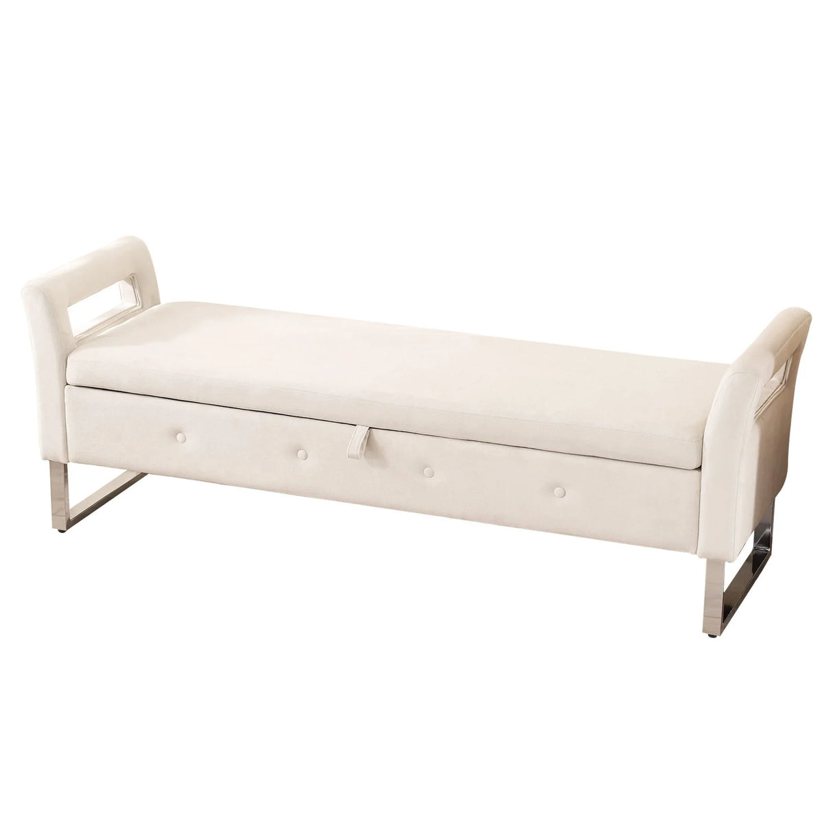 Wide Storage Soft Ottoman Bench With Armrests - Furniture Home Direct