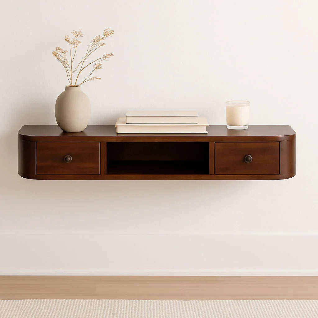 Lunar - 2 Drawer Floating Console - Chestnut